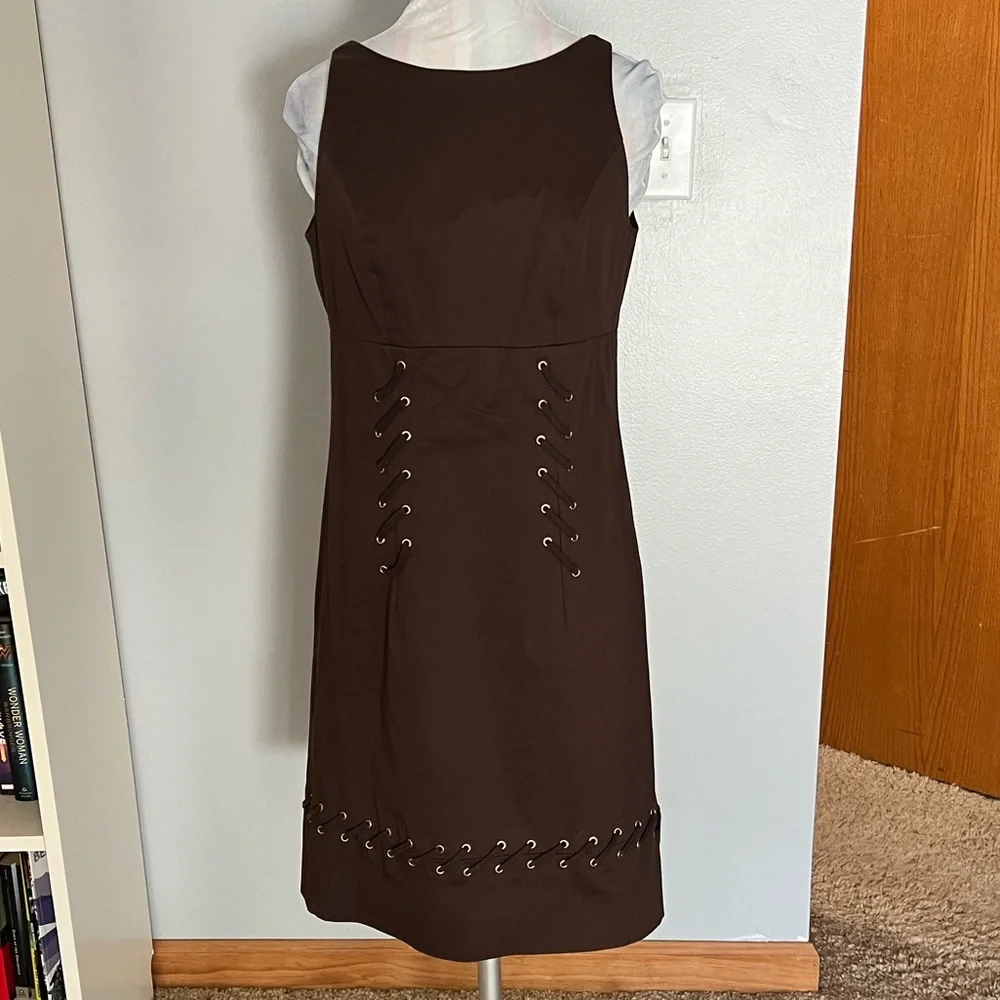 Etcetera Sheath Dress with Leather Stitches